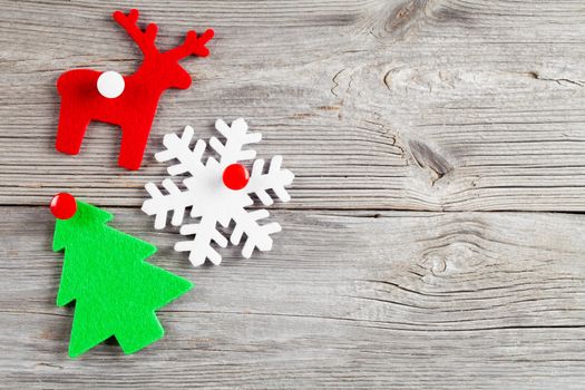Christmas decoration on wood background, with free space for your text