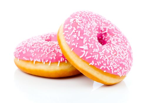 Pink Donut Isolated On White Background
