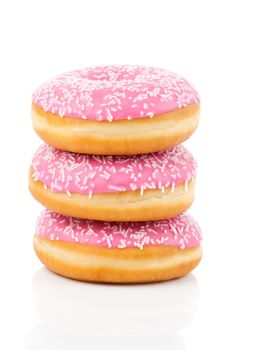 Pink Donut Isolated On White Background