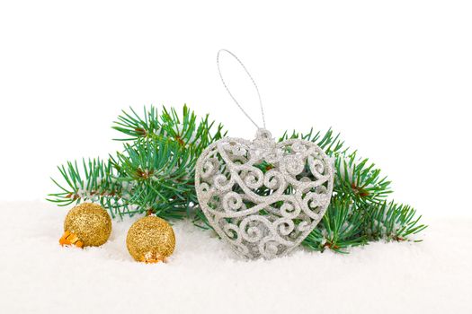 xmas decoration with copy space, isolated over white