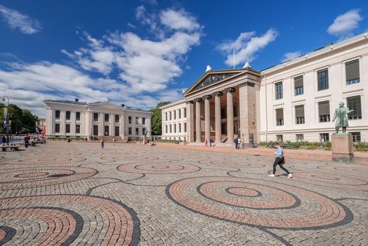 OSLO, NORWAY - AUGUST 28: Oslo University main building on August 28, 2014. The university has approximately 27,700 students and employs around 6,000 people