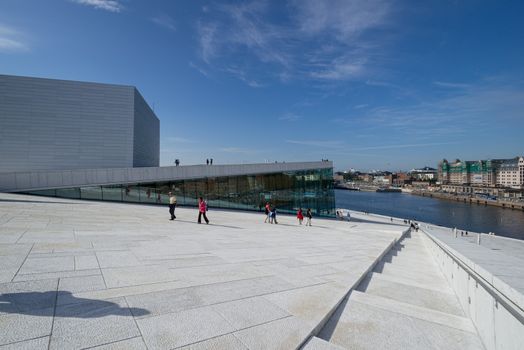 OSLO, NORWAY - AUGUST 11: View on a side of the National Oslo Opera House on August 11, 2012 in Oslo, Norway, which was opened on April 12, 2008