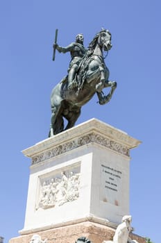 MADRID, SPAIN - JULY 11: Statue of King Felipe IV by Pietro Tacca at the Plaza de Oriente, Madrid, Spain on July11, 2012. It was inaugurated in 1843. Bronze statue was made between 1634 and 1640.