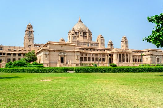 Outside view of Umaid Bhawan Palace of Jodhpur, Rajasthan, India