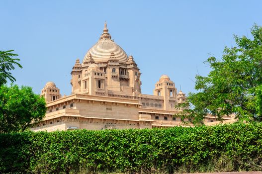 Outside view of Umaid Bhawan Palace of Jodhpur, Rajasthan, India