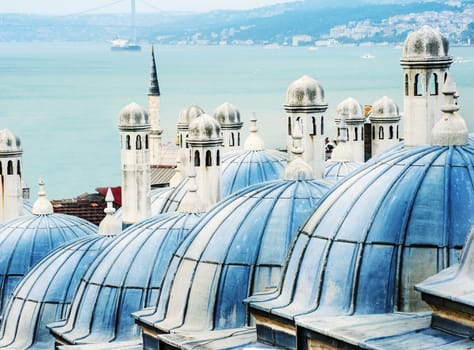 View from the Suleymaniye Mosque complex to the Golden Horn, Istanbul, Turkey