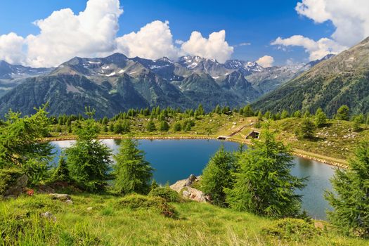 Doss dei Gembri small lake in Pejo Valley, Trentino, Italy