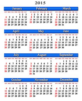 office calendar for next 2015 year on white background