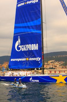 TRIESTE, ITALY - OCTOBER, 12: Esimit Europa 2 boat winner of the 46th Barcolana regatta in Trieste sea on October 12, 2014