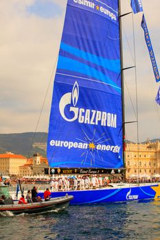 TRIESTE, ITALY - OCTOBER, 12: Esimit Europa 2 boat winner of the 46th Barcolana regatta in Trieste sea on October 12, 2014