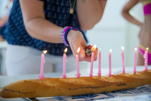 lighting of candles during a birthday