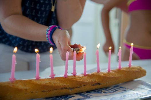 lighting of candles during a birthday