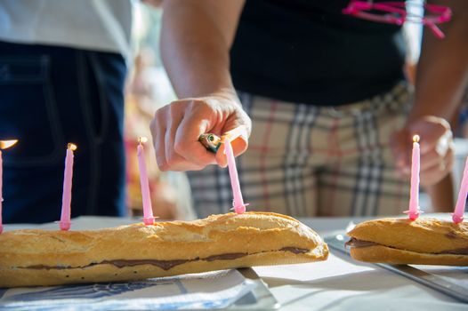 lighting of candles during a birthday