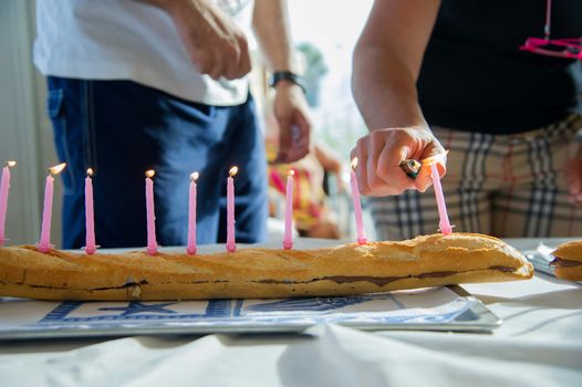 lighting of candles during a birthday