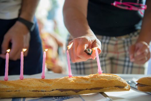 lighting of candles during a birthday