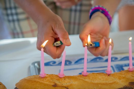 lighting of candles during a birthday