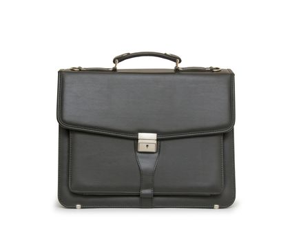 Business leather briefcase isolated