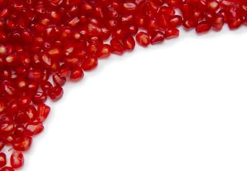 Pomegranate seed border isolated on white, clipping path included