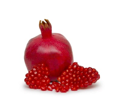 Ripe pomegranate fruit isolated on white background cutout