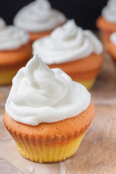 While they do not have any candy corn in them, these cupcakes sure look like that Halloween favorite.