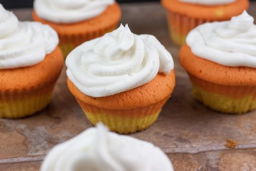 While they do not have any candy corn in them, these cupcakes sure look like that Halloween favorite.