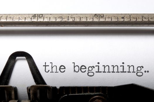 The beginning printed on an old typewriter 