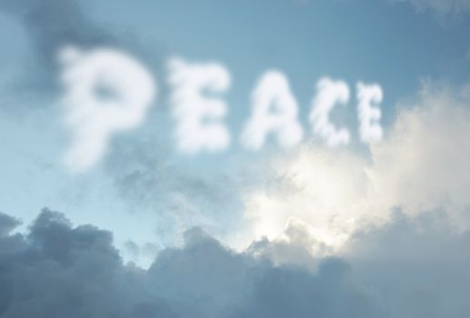 Peace clouds text in the sky 