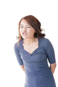 Asian woman face with expression, closeup portrait.