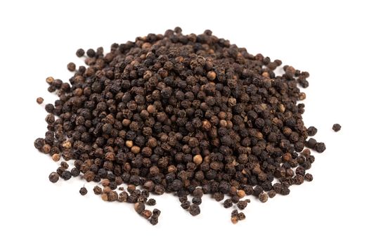 Black pepper was placed on a white background and isolated