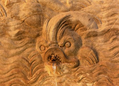 Alhambra Wall Garden Fish Monster Tirdent Fountain Granada Andalusia Spain  