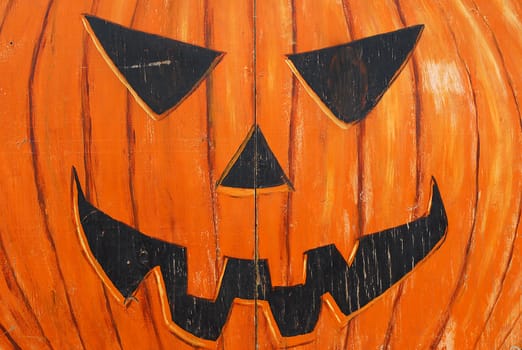 scary decoration made on wood for halloween