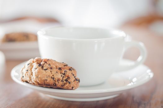 Coffee cup and healthy cookies, stock photo