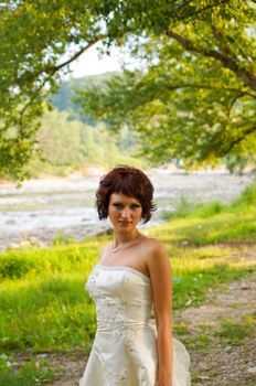 Pretty girl in a wedding dress