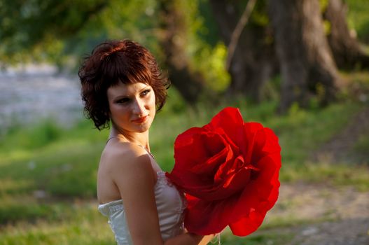 Pretty girl in a wedding dress