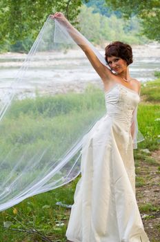 Pretty girl in a wedding dress