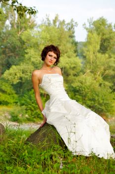 Pretty girl in a wedding dress