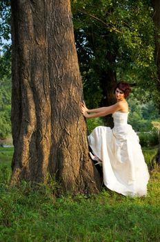 Pretty girl in a wedding dress