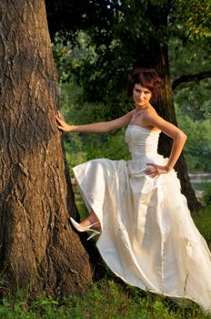 Pretty girl in a wedding dress