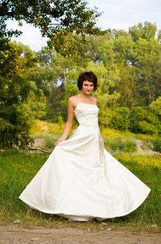 Pretty girl in a wedding dress