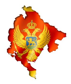 Montenegro flag map, three dimensional render, isolated on white