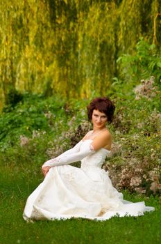 Pretty girl in a wedding dress