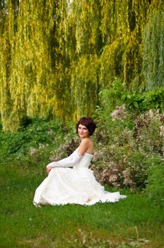 Pretty girl in a wedding dress