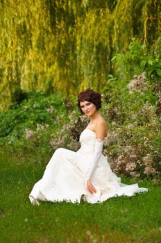 Pretty girl in a wedding dress