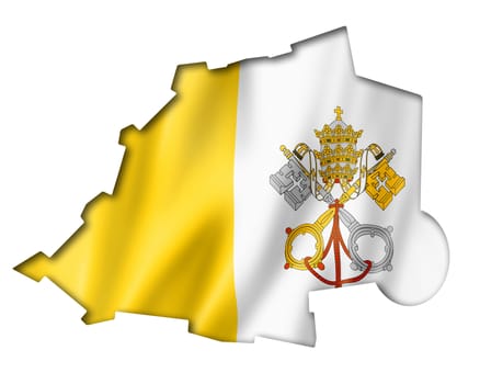 Vatican City flag map, three dimensional render, isolated on white