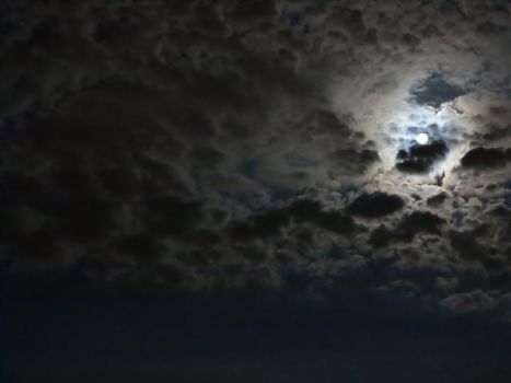 Image of the clouds and moon in the night