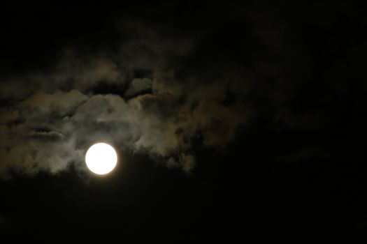 Image of the clouds and moon in the night