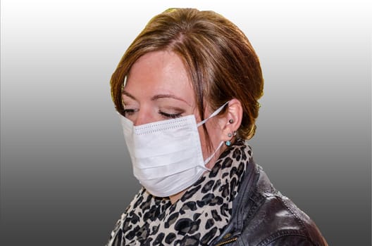 Young woman with mask, respirator for the prevention of viral diseases.