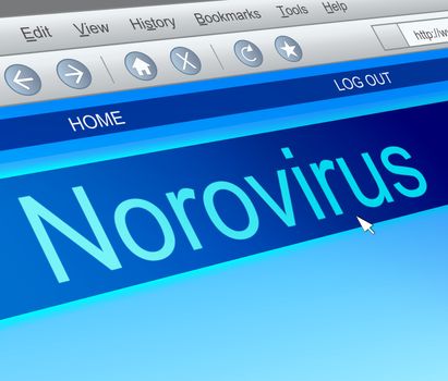 Illustration depicting a computer screen capture with a norovirus concept.