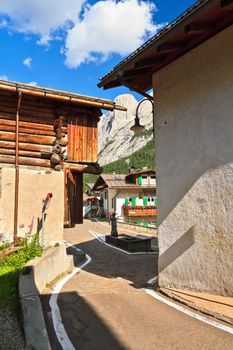 urban view in Penia, small village in Fassa Valley, Trentino, Italy