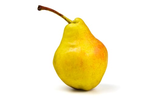 Yellow ripe pear on a white background